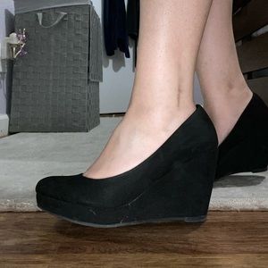 Apt 9 black wedges. Suede black heels